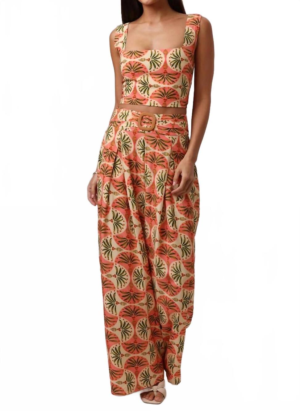 NEW SHORE san jose buckle pants in palm beach palms